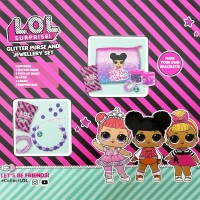 Poseta cu sclipici si set de bijuterii pentru fetite, L.O.L. Surprise 42-0086